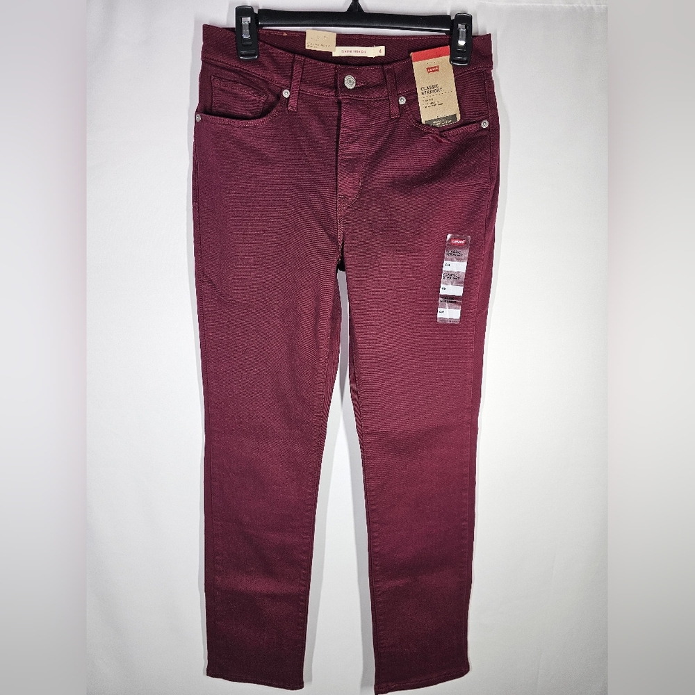 Levi's Burgundy Classic Straight Jeans, Size 4M, A Mid Rise
